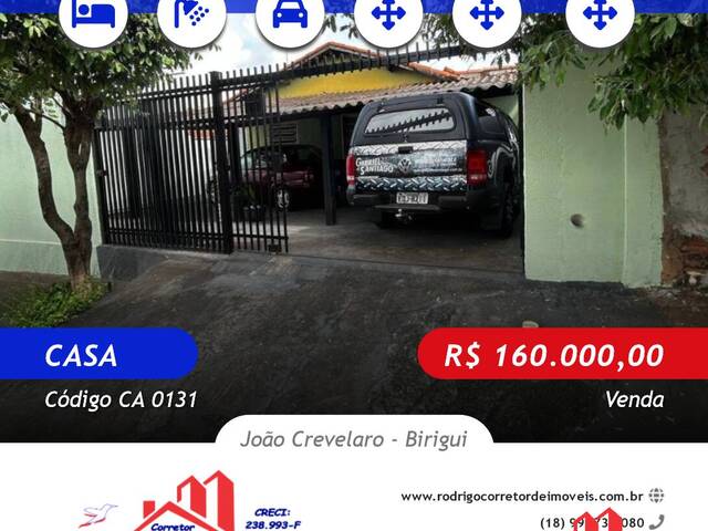 #CA 0131 - Casa para Venda em Birigui - SP - 1